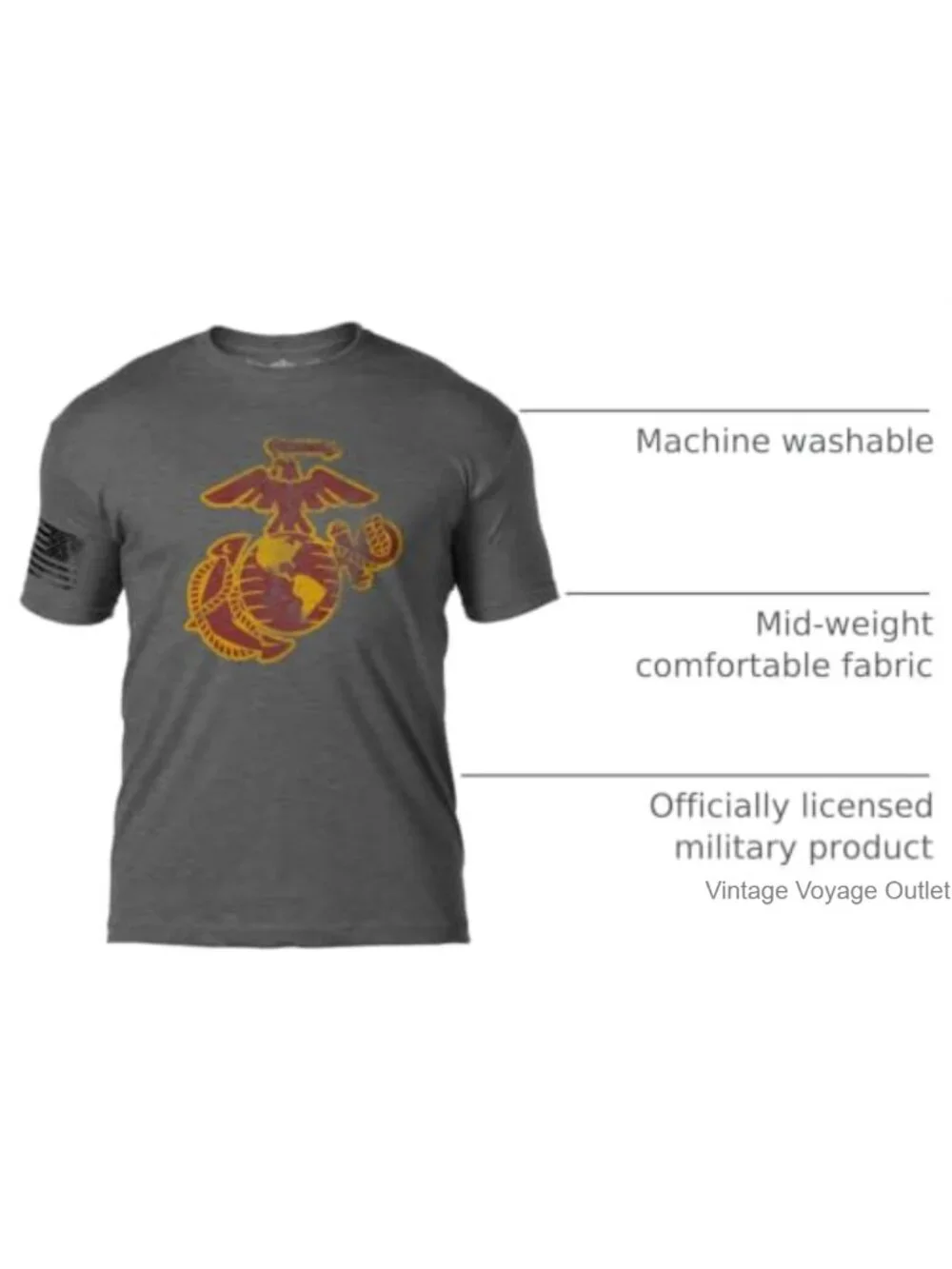 Officially Licensed USMC Eagle Globe & Anchor Men's T-Shirt Cotton Blend Crew